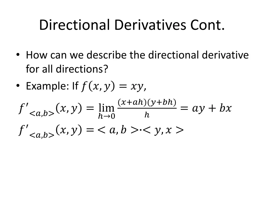 directional derivatives cont