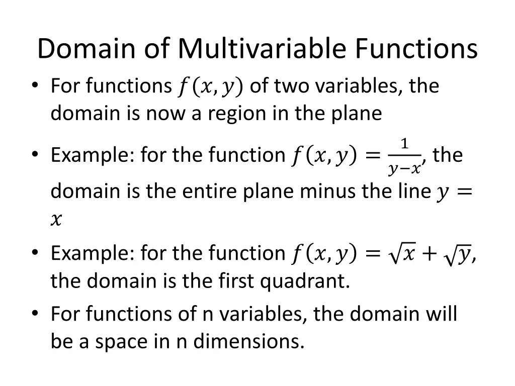 domain of multivariable functions for functions