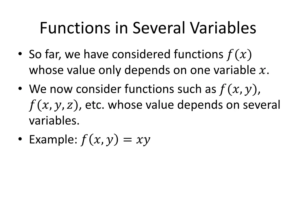 functions in several variables