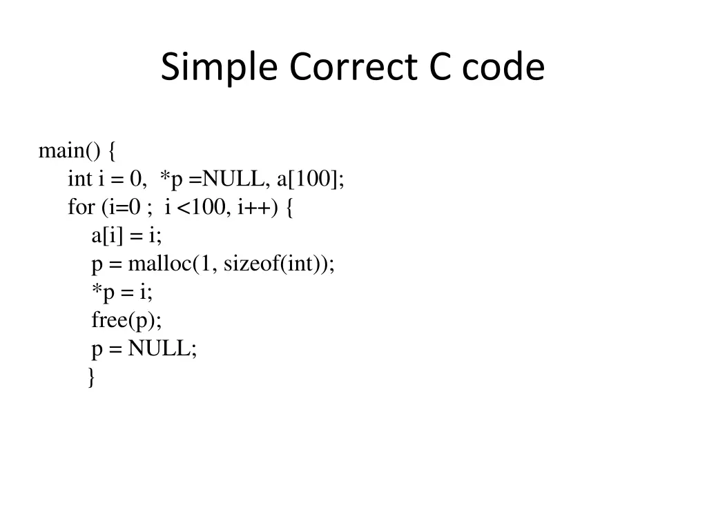 simple correct c code