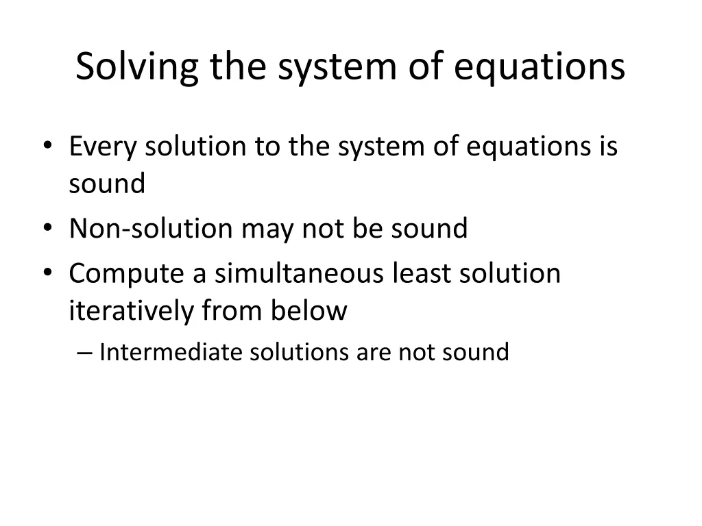 solving the system of equations