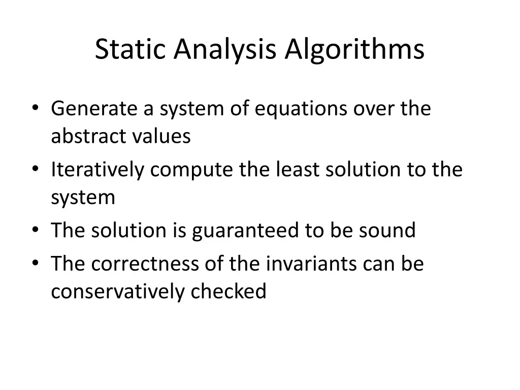 static analysis algorithms