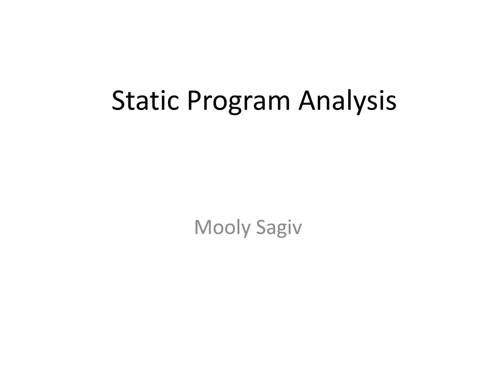 static program analysis