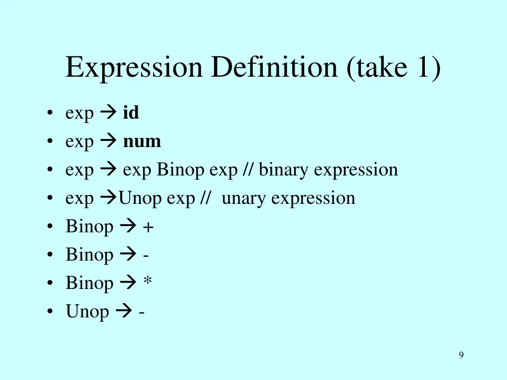 expression definition take 1