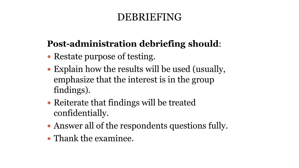 debriefing