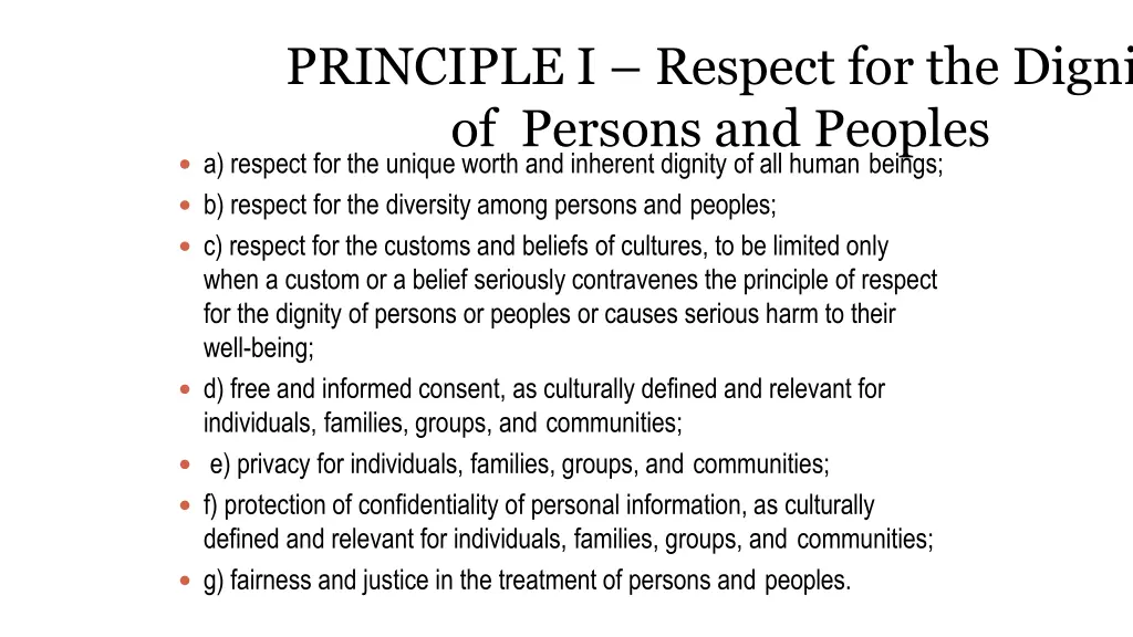 principle i respect for the dignity of persons
