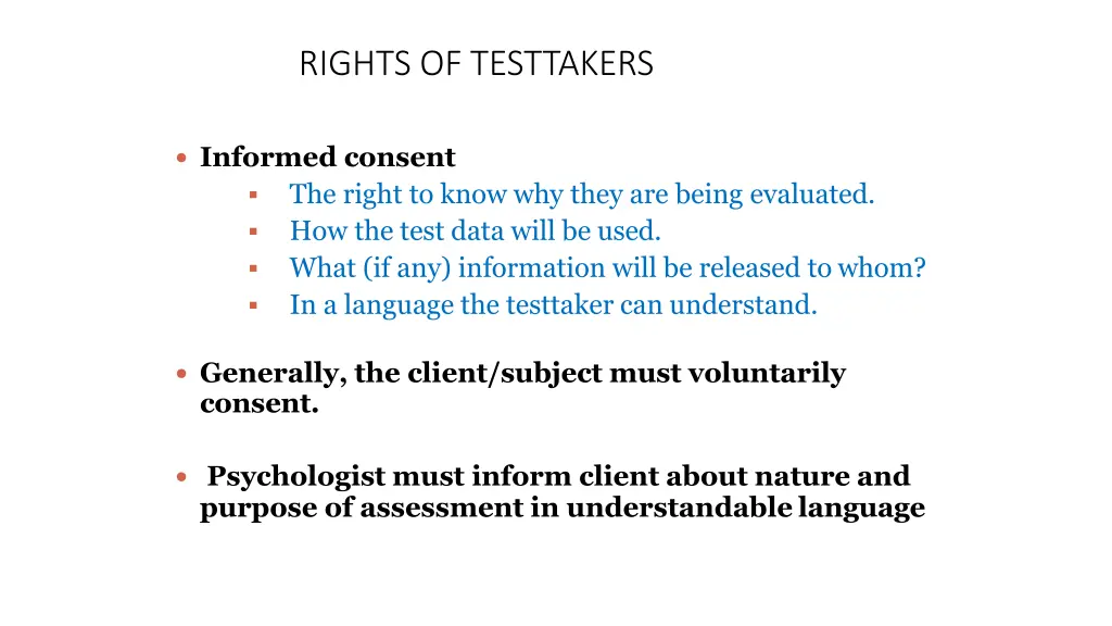 rights of testtakers