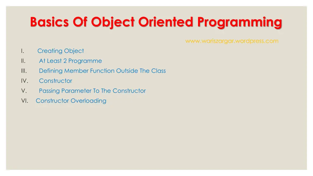 basics of object oriented programming 2