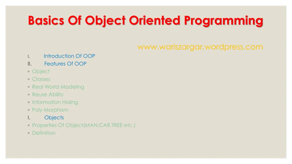basics of object oriented programming