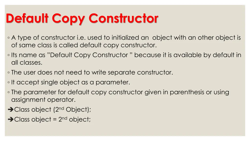 default copy constructor