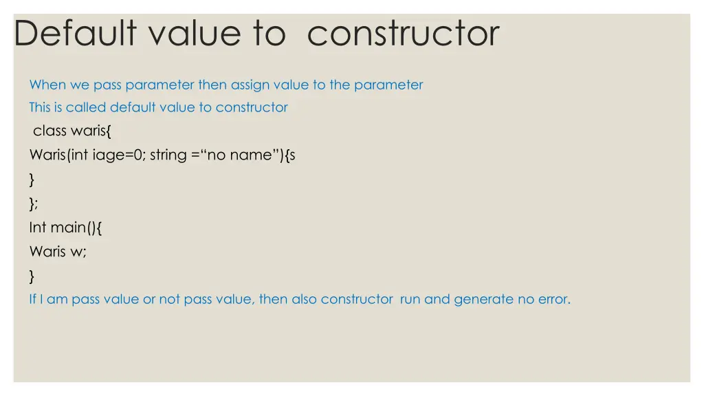 default value to constructor