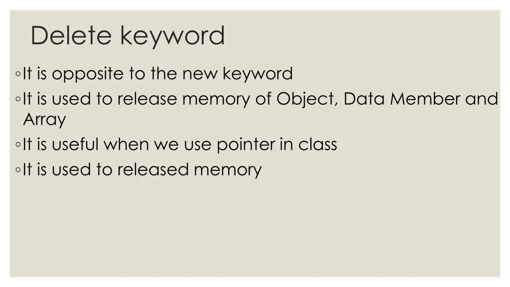 delete keyword
