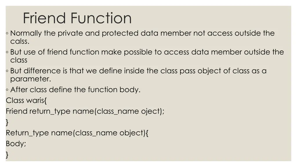 friend function normally the private