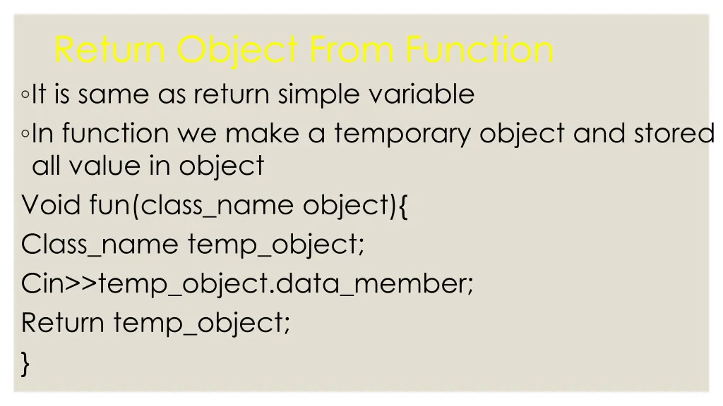 return object from function it is same as return