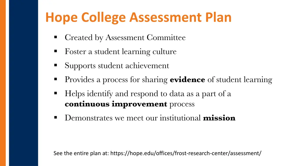 hope college assessment plan