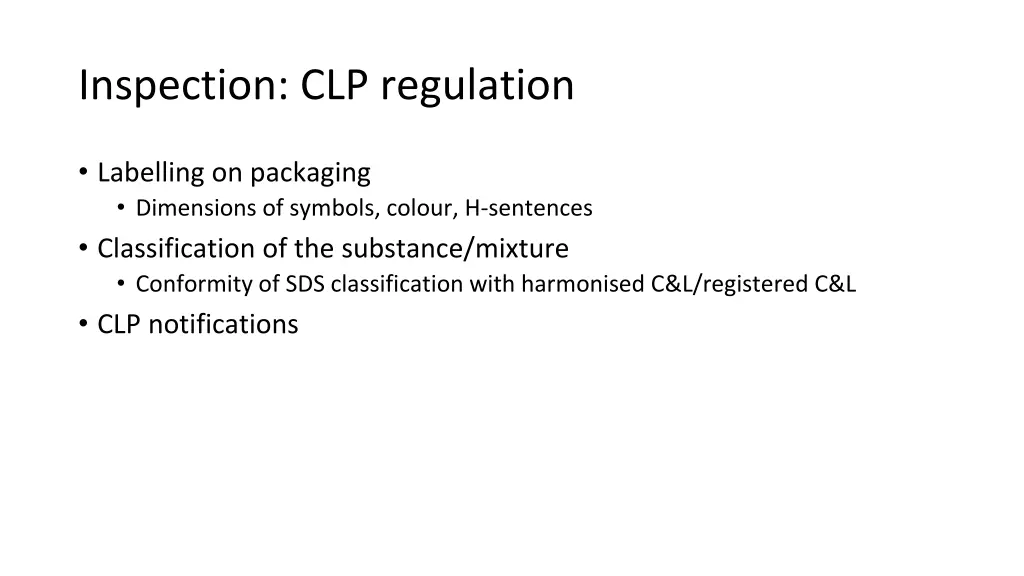 inspection clp regulation