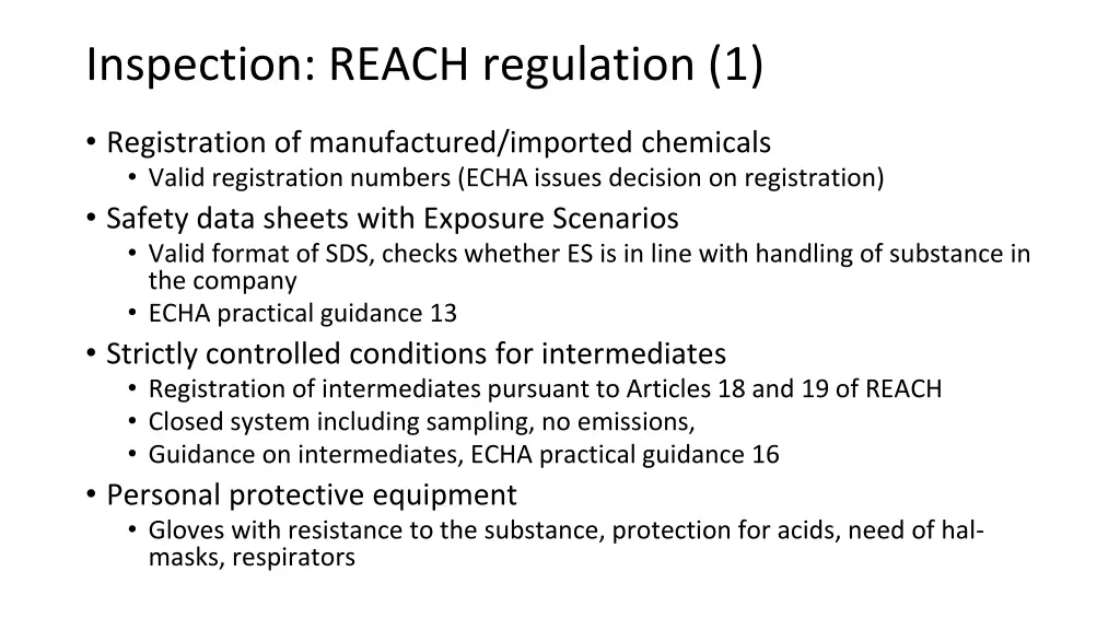inspection reach regulation 1