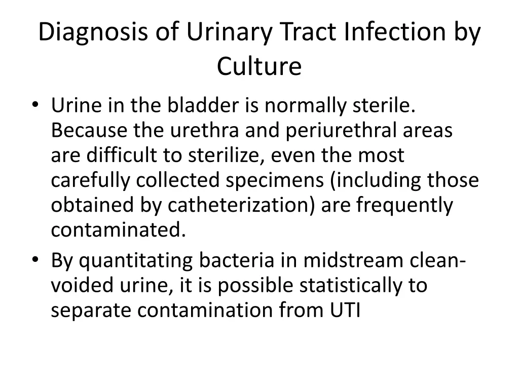 diagnosis of urinary tract infection by culture