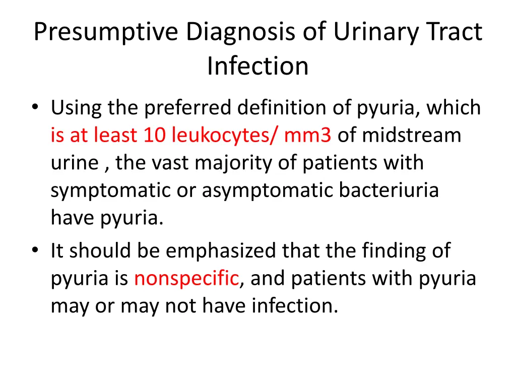 presumptive diagnosis of urinary tract infection