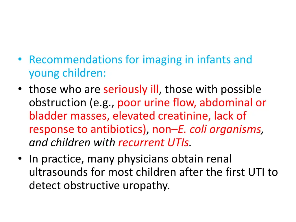 recommendations for imaging in infants and young
