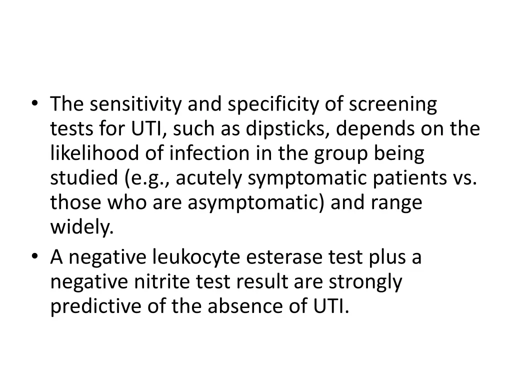 the sensitivity and specificity of screening