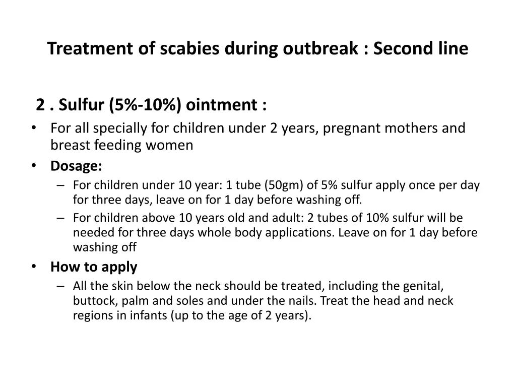 treatment of scabies during outbreak second line 1