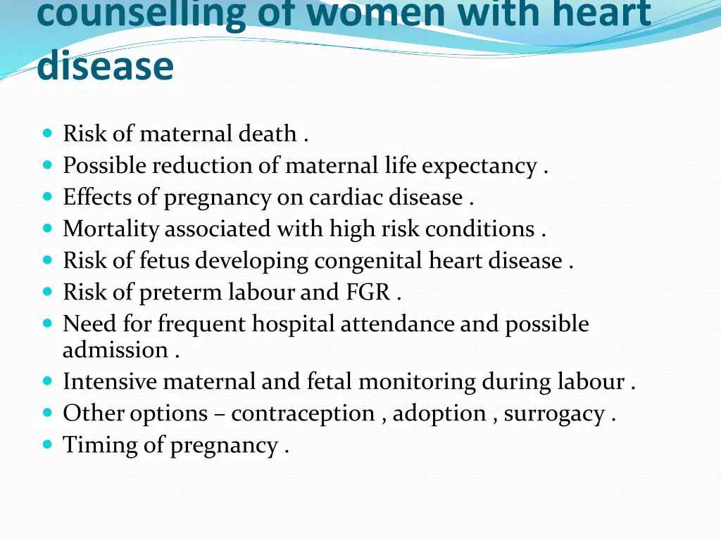 counselling of women with heart disease