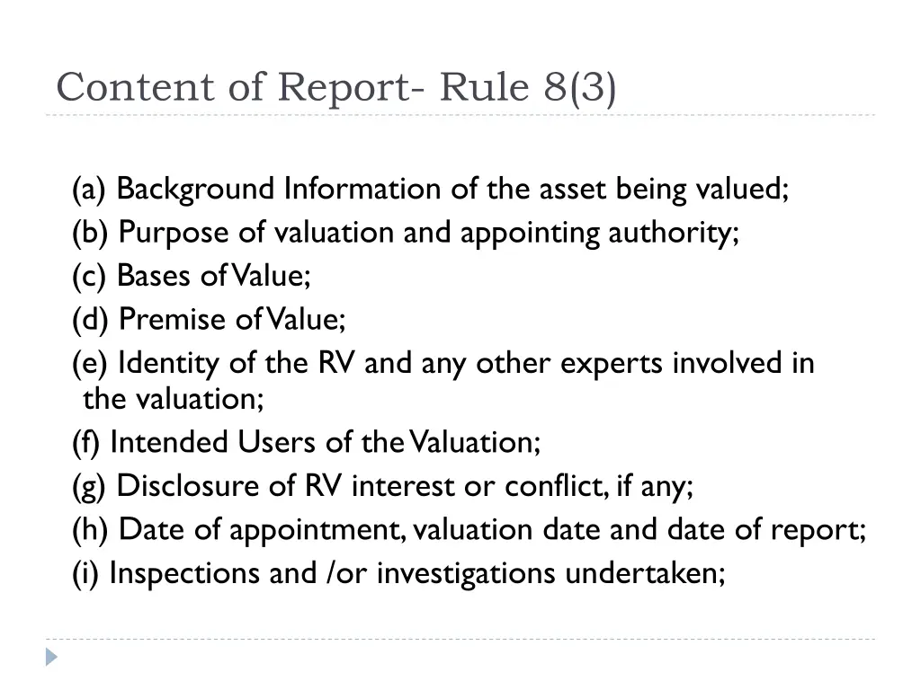 content of report rule 8 3