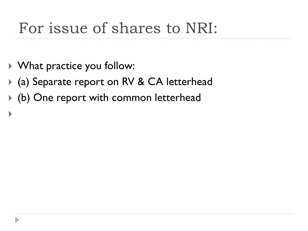 for issue of shares to nri