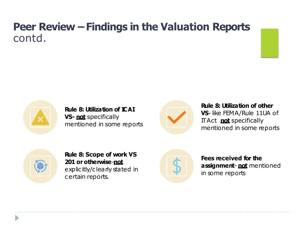 peer review findings in the valuation reports 2