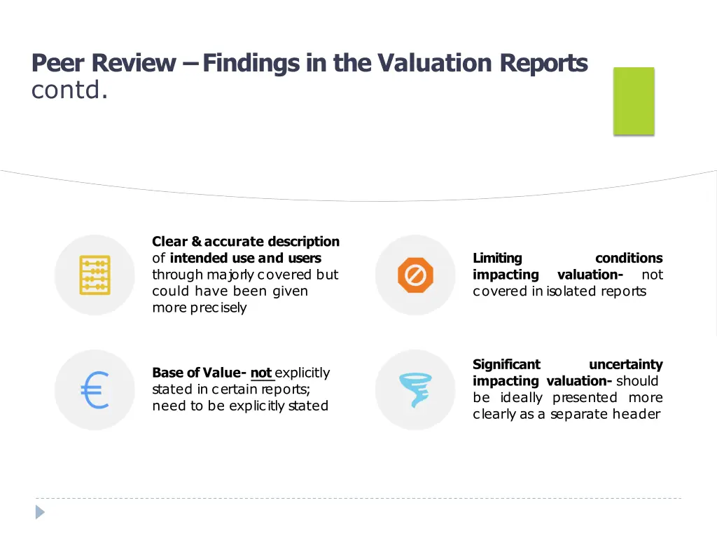 peer review findings in the valuation reports 3