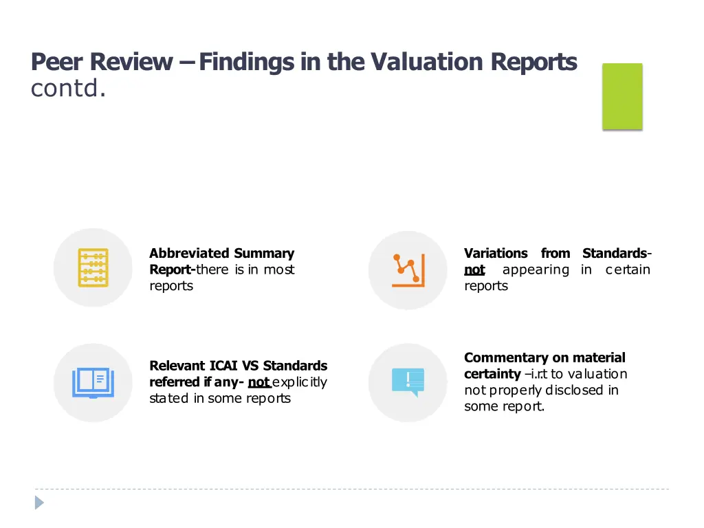 peer review findings in the valuation reports 4