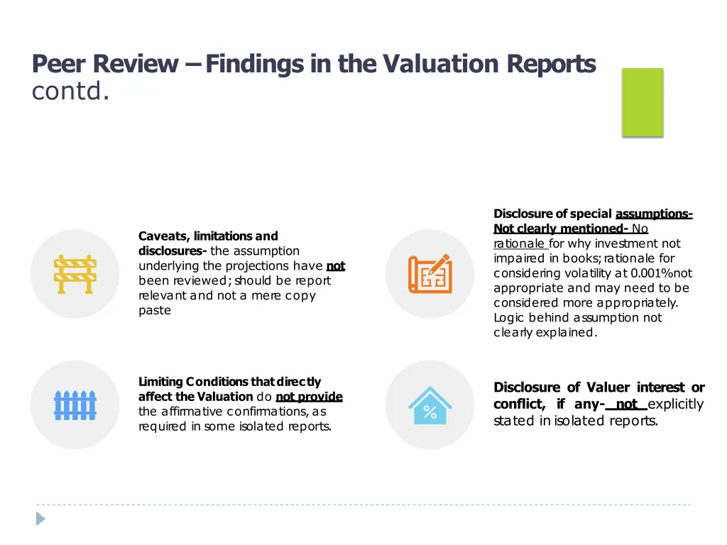 peer review findings in the valuation reports 5
