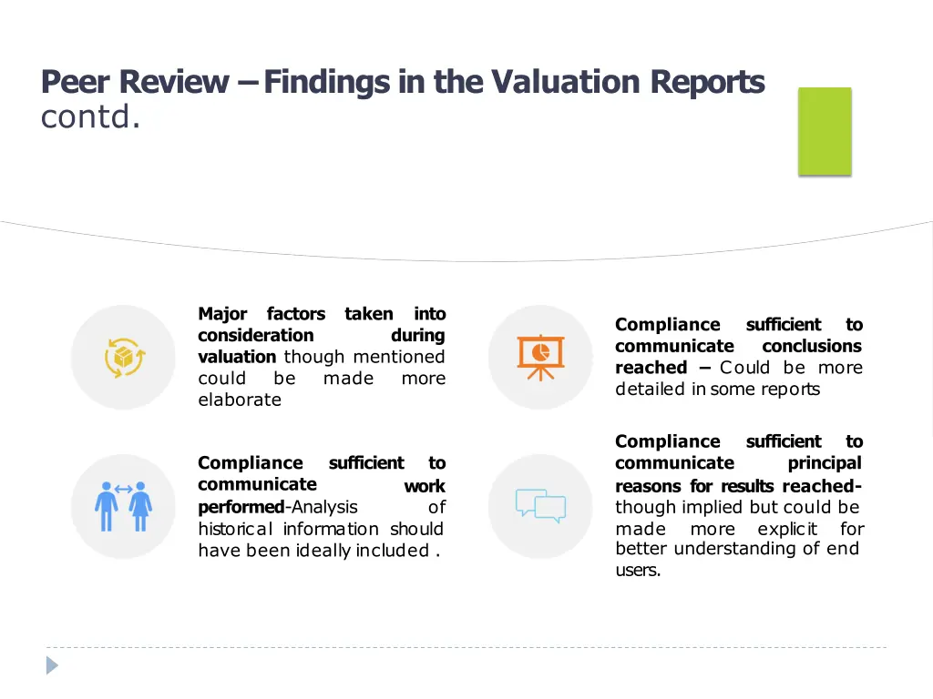 peer review findings in the valuation reports 6