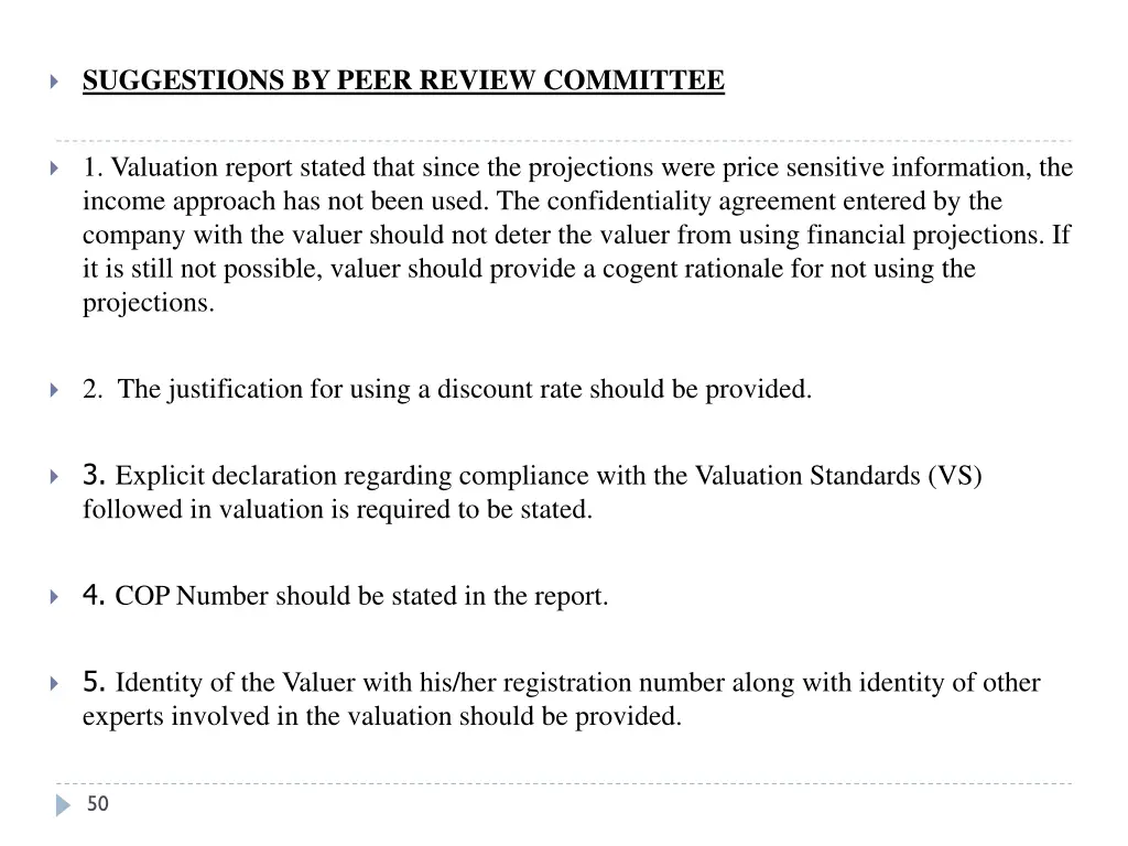 suggestions by peer review committee