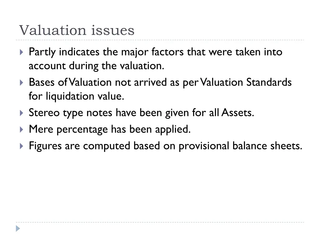valuation issues 1