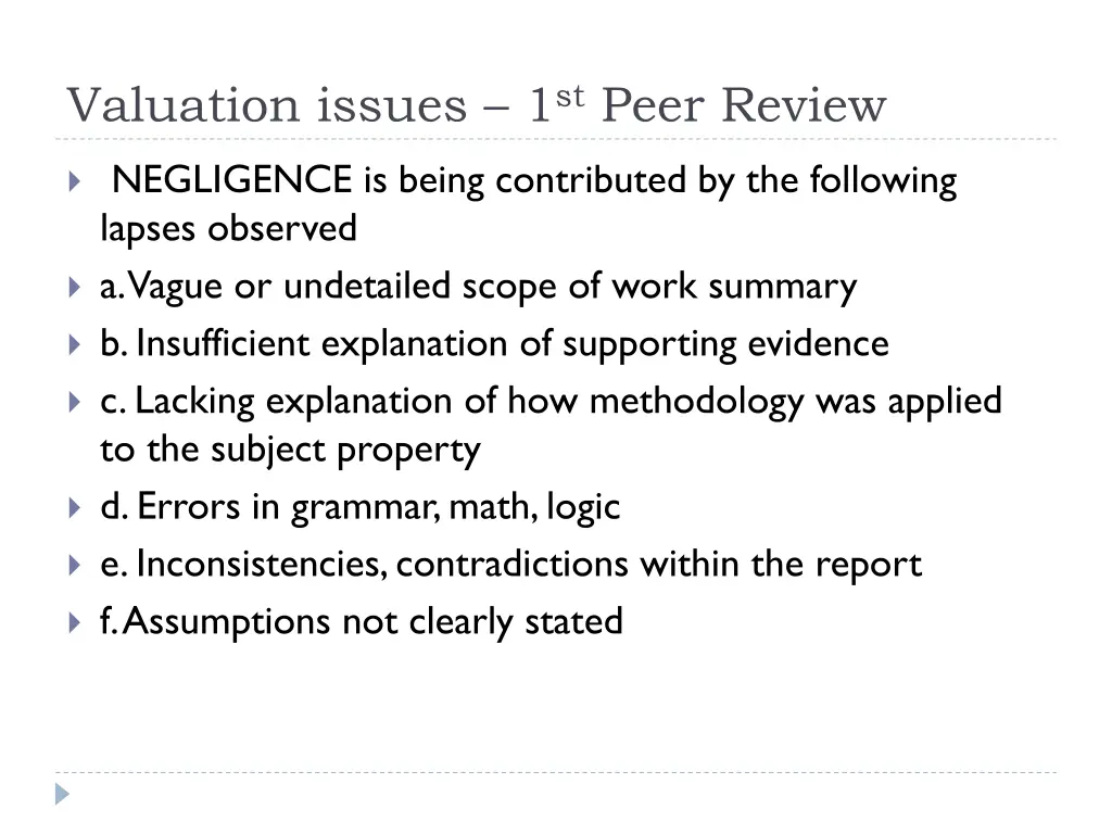 valuation issues 1 st peer review 1