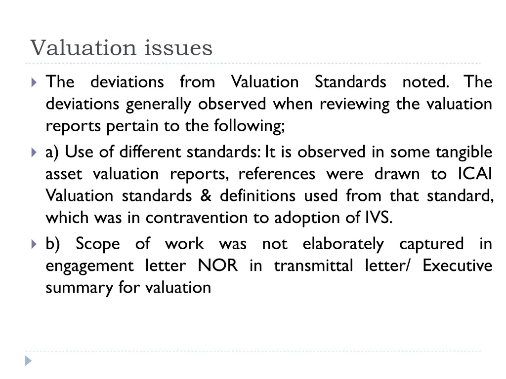 valuation issues 3