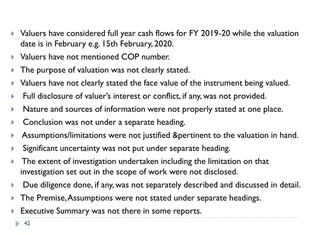 valuers have considered full year cash flows