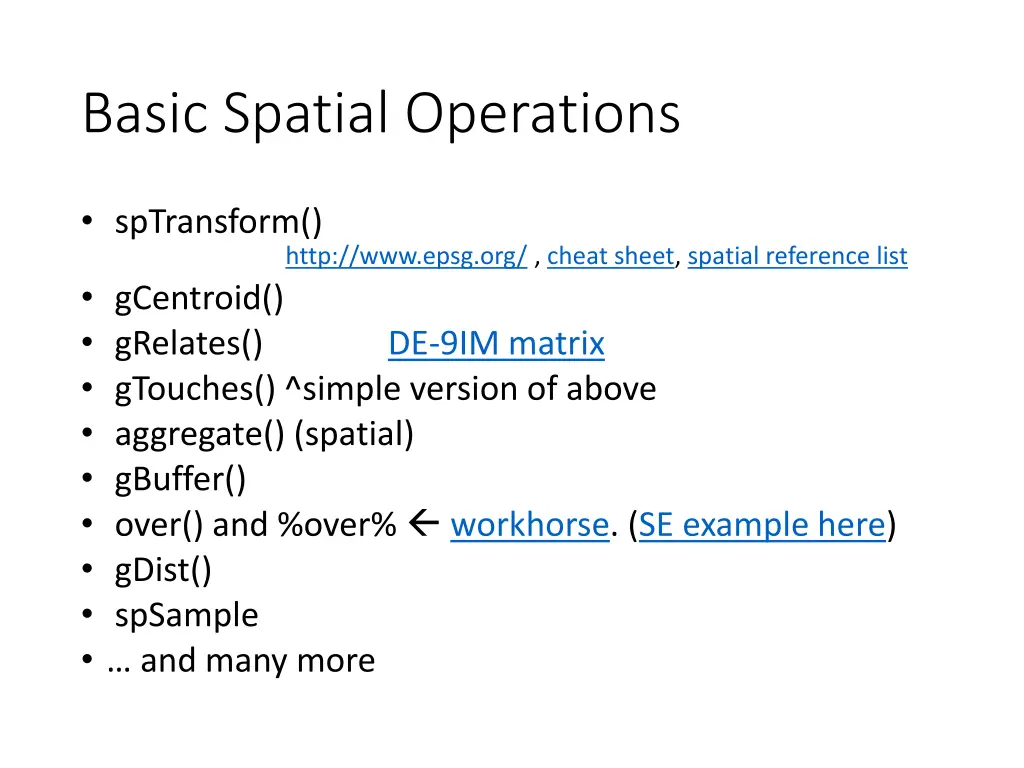 basic spatial operations