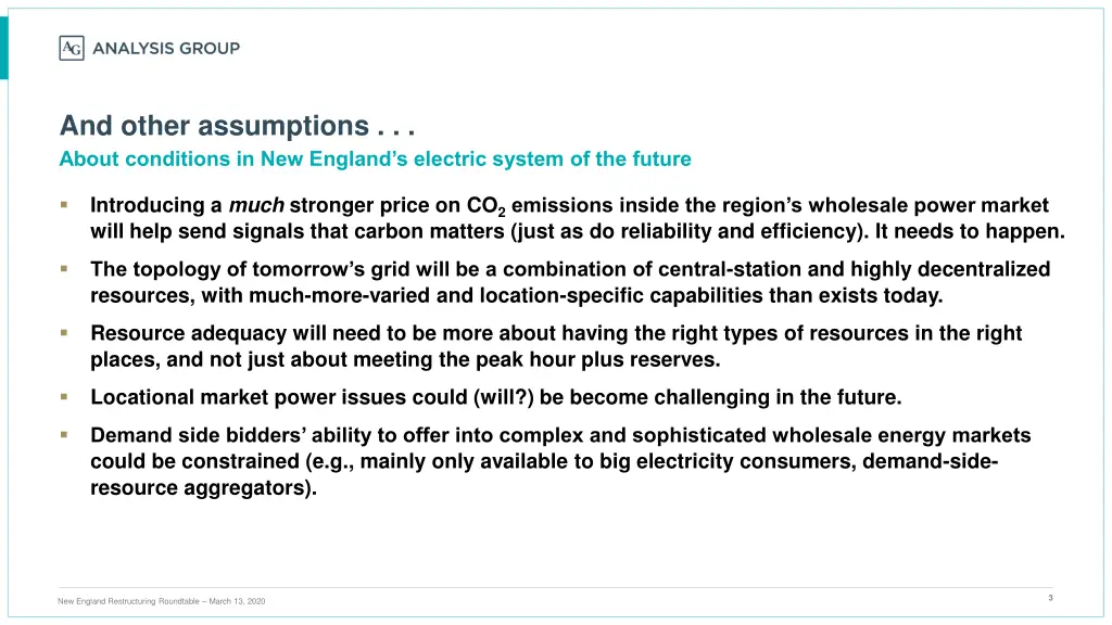 and other assumptions about conditions