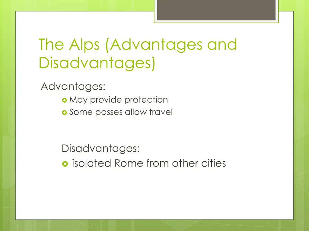 the alps advantages and disadvantages