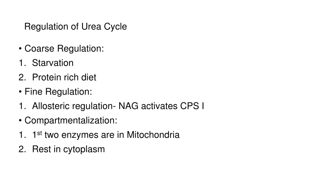 regulation of urea cycle