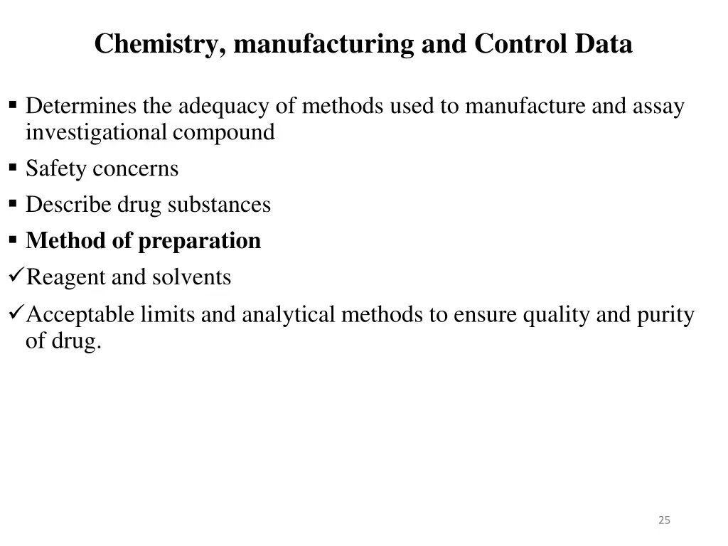 chemistry manufacturing and control data