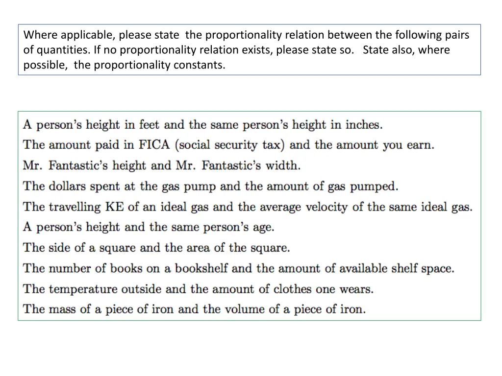 where applicable please state the proportionality