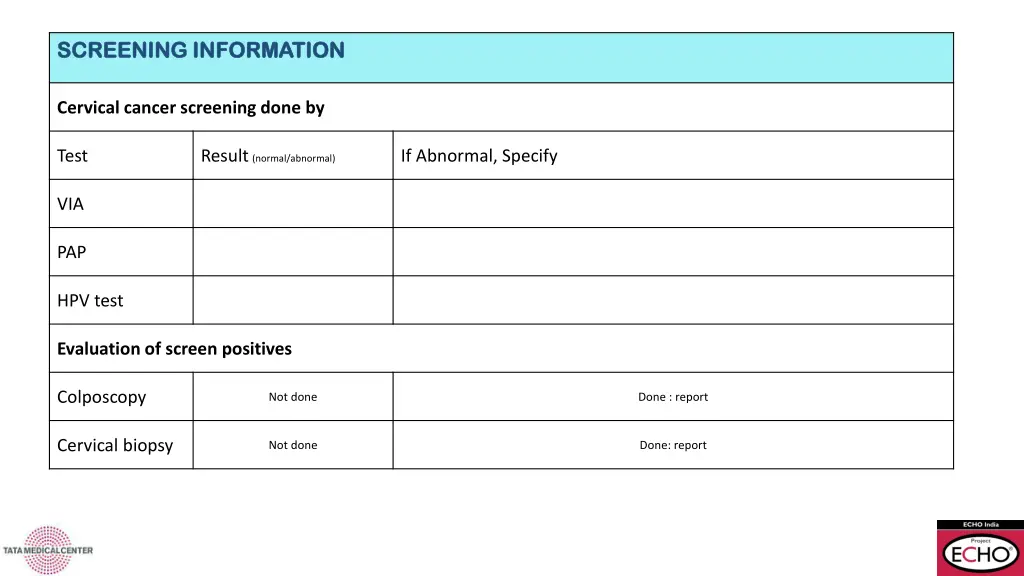 screening information screening information
