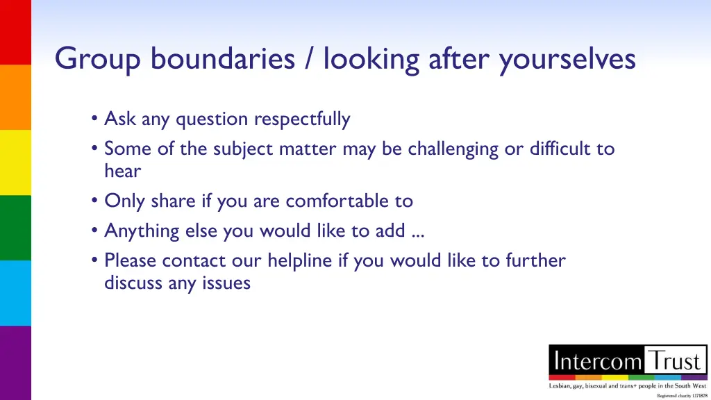 group boundaries looking after yourselves