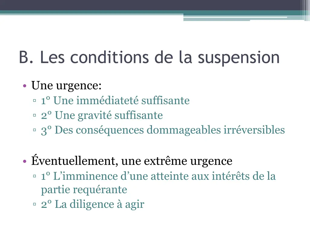 b les conditions de la suspension 1