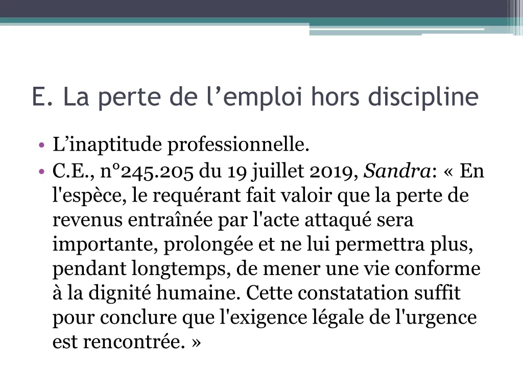 e la perte de l emploi hors discipline 1