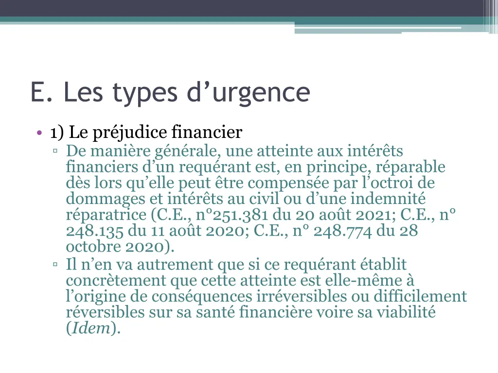 e les types d urgence